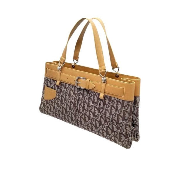 Dior Vintage Trotter Monogram Buckle Detail Tote - Picture 1 of 11